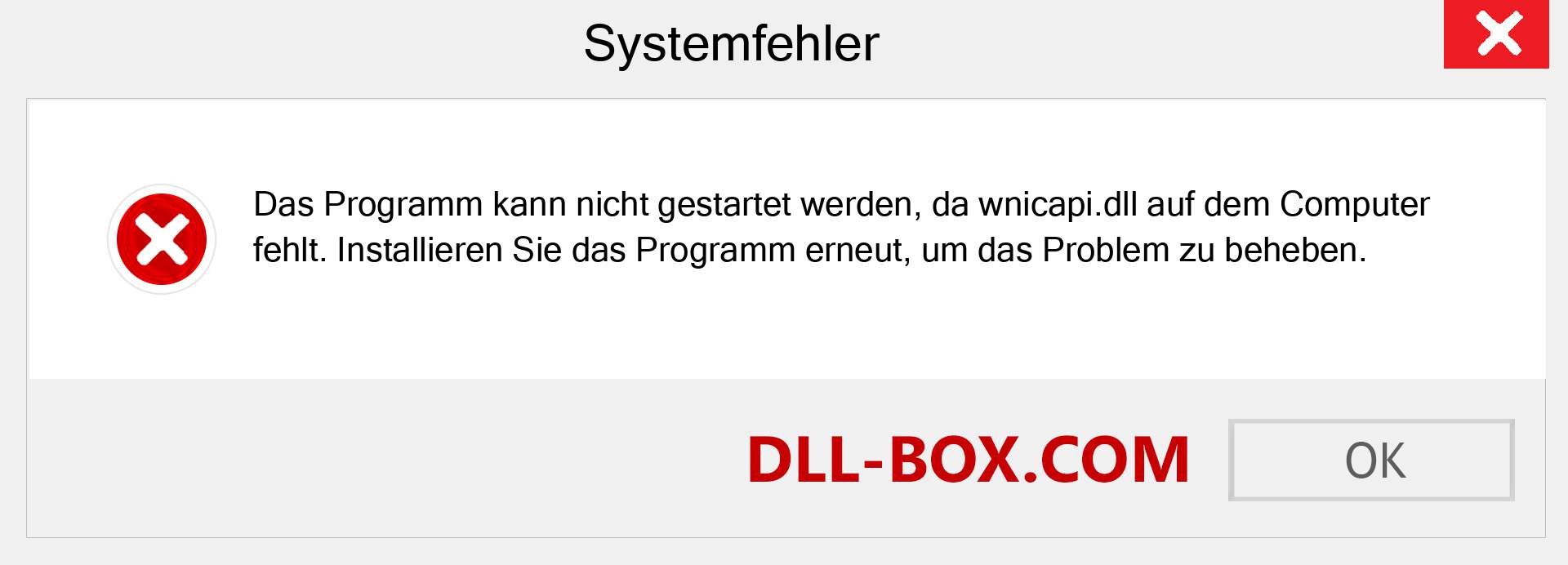 wnicapi.dll-Datei fehlt?. Download für Windows 7, 8, 10 - Fix wnicapi dll Missing Error unter Windows, Fotos, Bildern